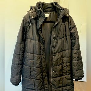 Motherhood Maternity: long puffer coat; Size Small